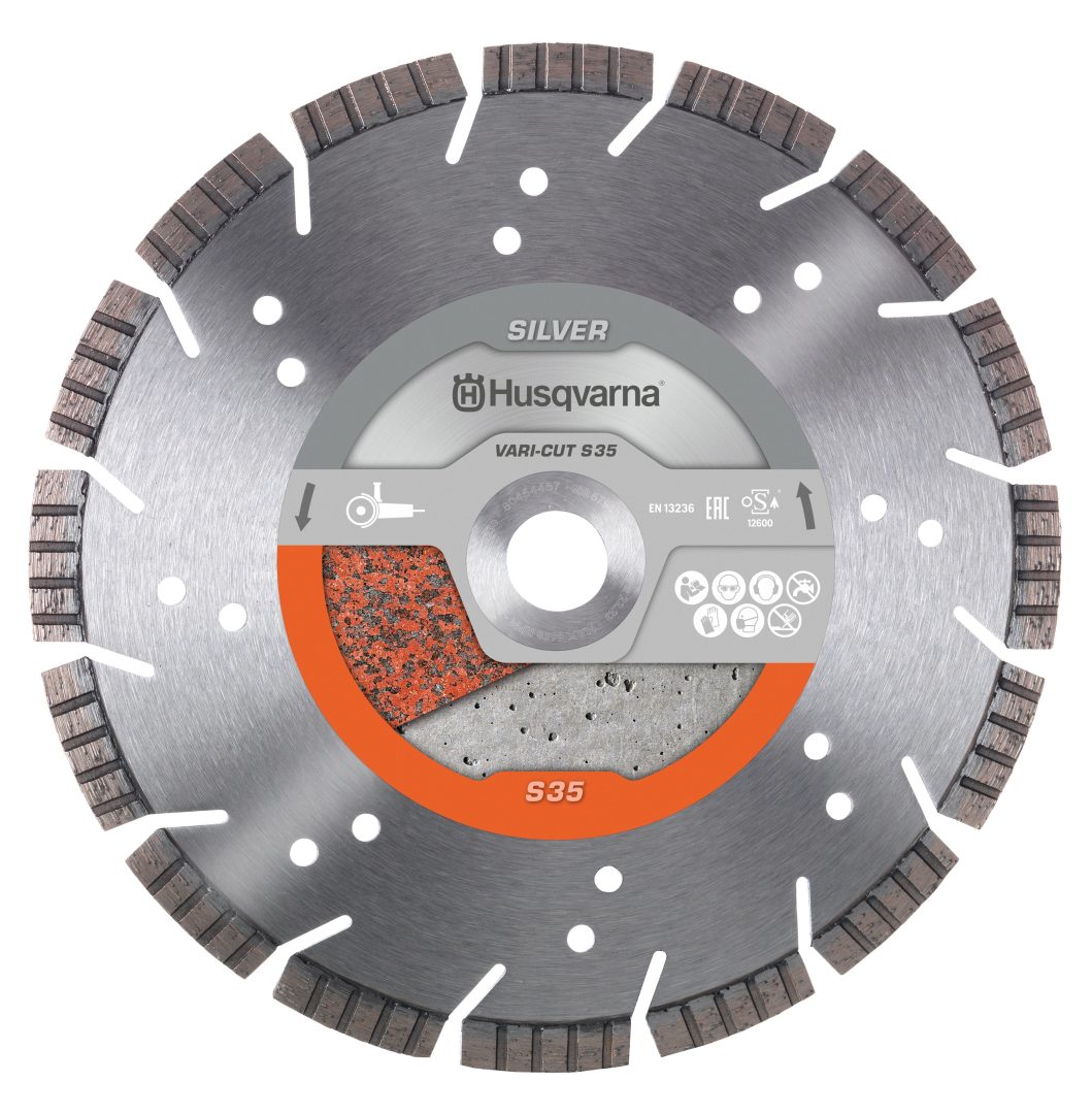 Husqvarna VARI-CUT™ S35 – diamantový kotúč na rezanie granitu, silné vystuženého betónu Husqvarna VARI-CUT™ S35 - diamantový kotúč na rezanie granitu, silné vystuženého betónu – Obrázok 1